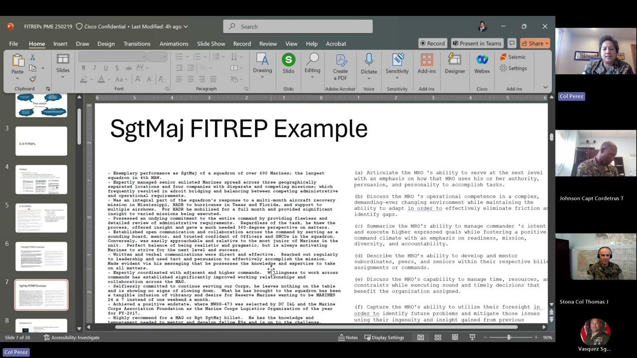 E-9 Fitness Reports (FitReps)