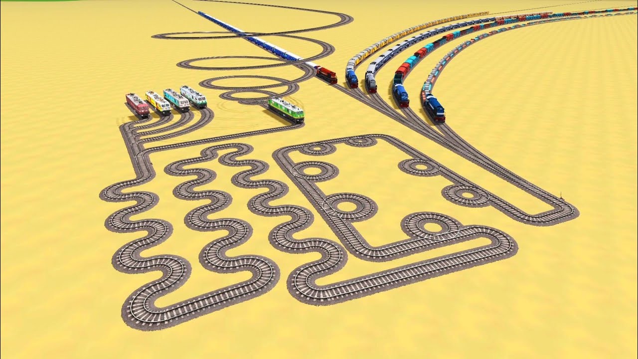 SNAKE 🐍 TRACKS TRAINS CROSSING AROUND CIRCLE ZIG ZAG RAILROAD RAILWORK BEANG DRIVE 