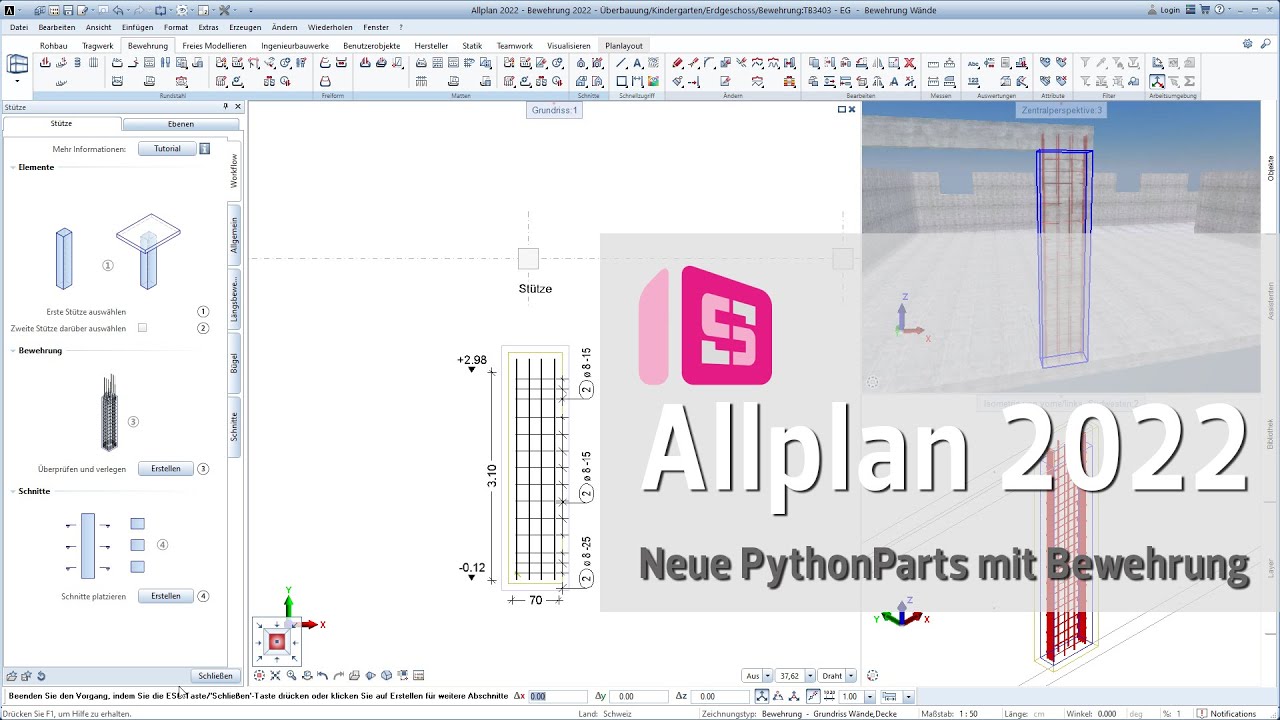 ALLPLAN 2022 PythonParts mit Bewehrung