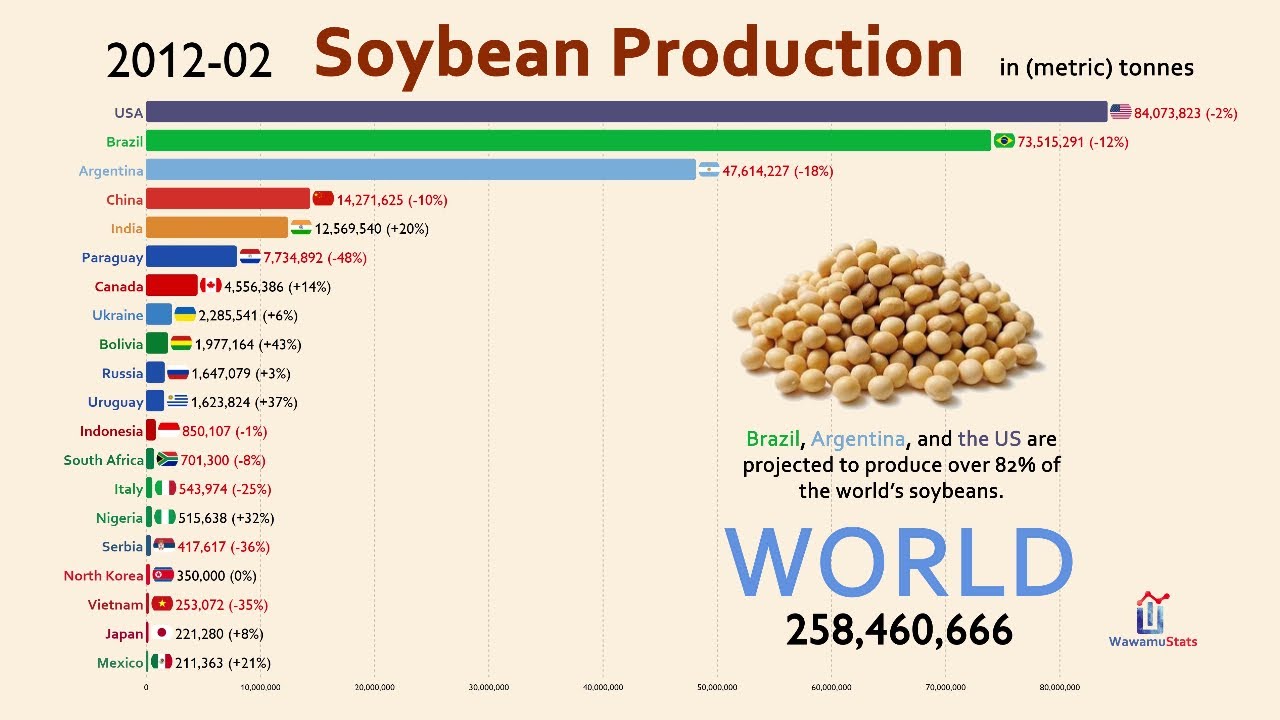 Top 20 Soybean Producing Country (1960-2019)