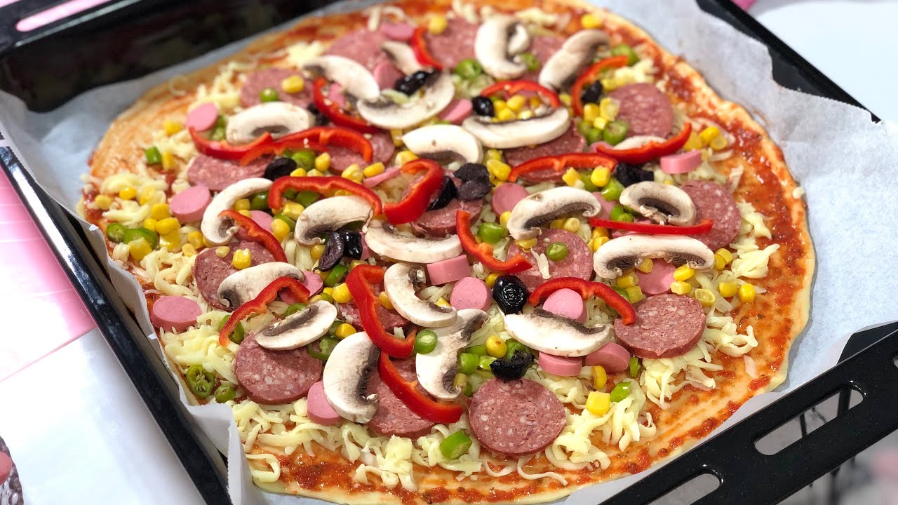 Hamurunu Bekletmeden Mayasız En Kolay Pizza Tarifi-Poğaça Hamuru İle karışık Pizza/Seval Mutfakta