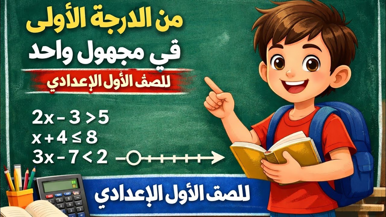 حل متباينات من الدرجة الاولى فى متغير واحد. للصف الاول الاعدادي 