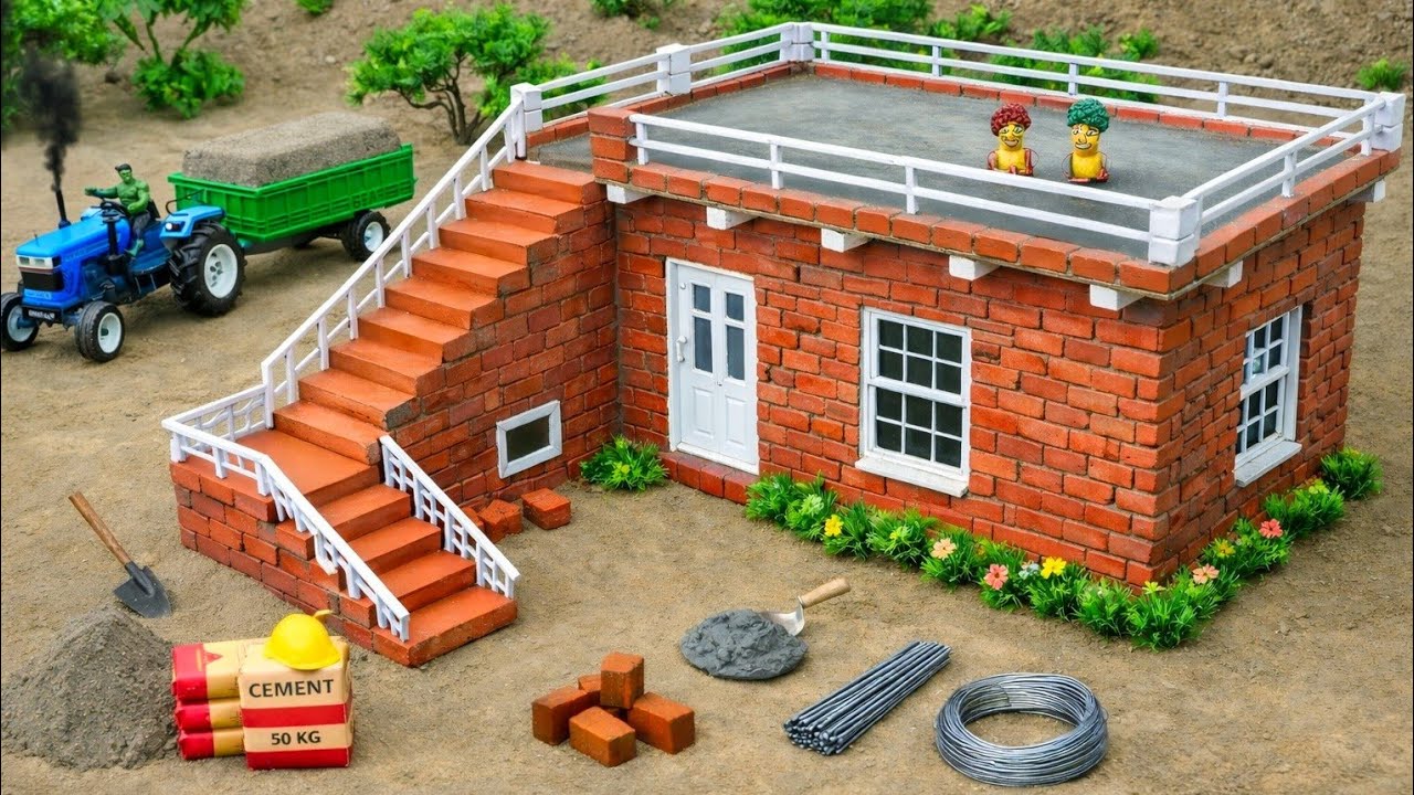dyi mini tractor house making with bricks science project‪ | rc tractor