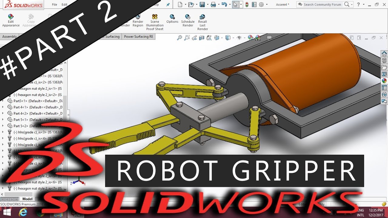 SOLIDWORKS Tutorial | Robot Gripper | Part 2| solidworks tutorial 1080p