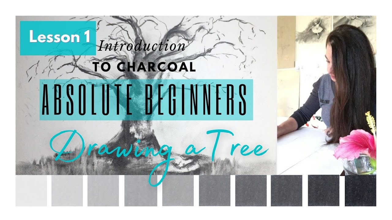 HOW TO DRAW | Basics of charcoal drawing for beginners |  Materials & tools + Drawing a tree