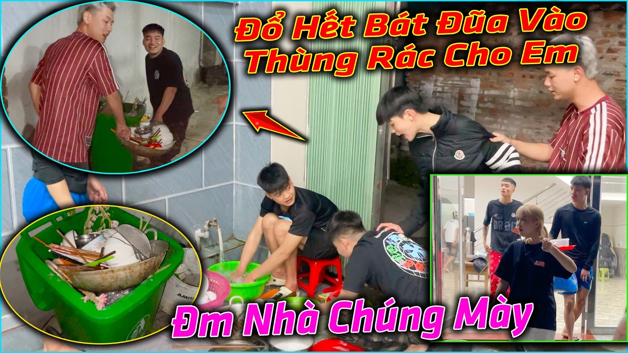 Căng !! Hùng Đơ Sui Ae Team Say R.ượu Đổ Hết Bát Đũa Nhà Hoàng Em Vào Thùng Rác và Cái Kết