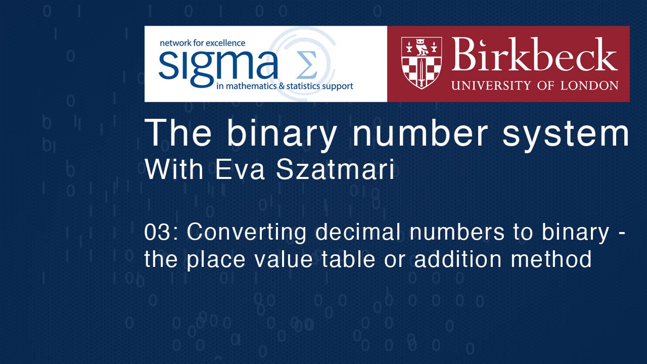 Binary 03: Converting decimal numbers to binary, addition method