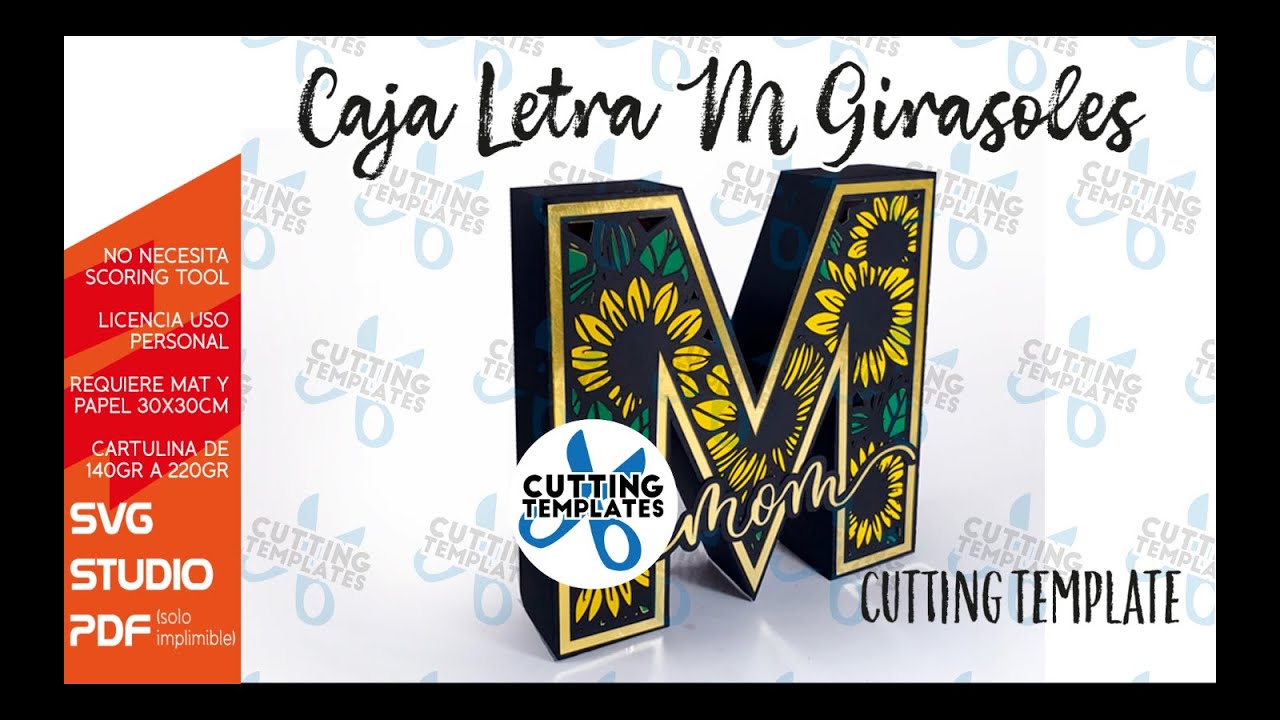 Caja letra M GIRASOLES REGALO para las madres #diadelasmadres  #mother #mothersday #cricut  #craft