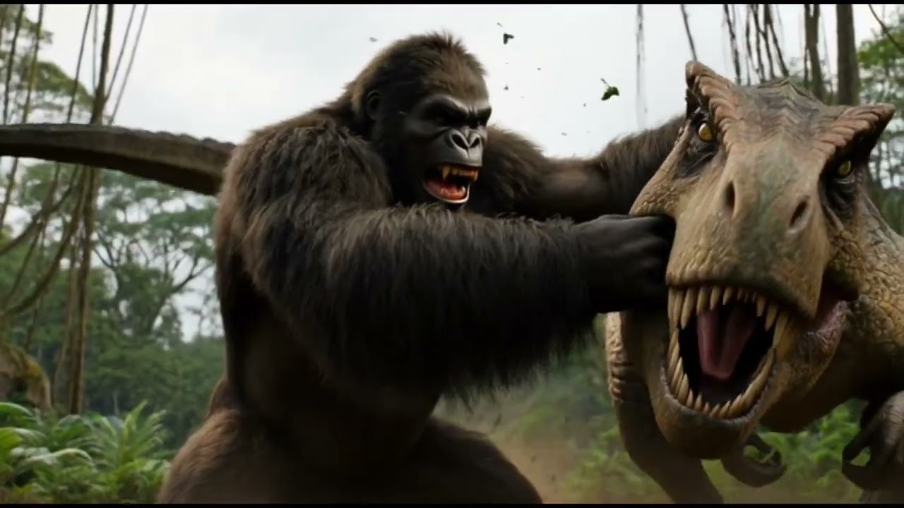 Kong Defends His Queen – Epic Battle with the Mighty T-Rex