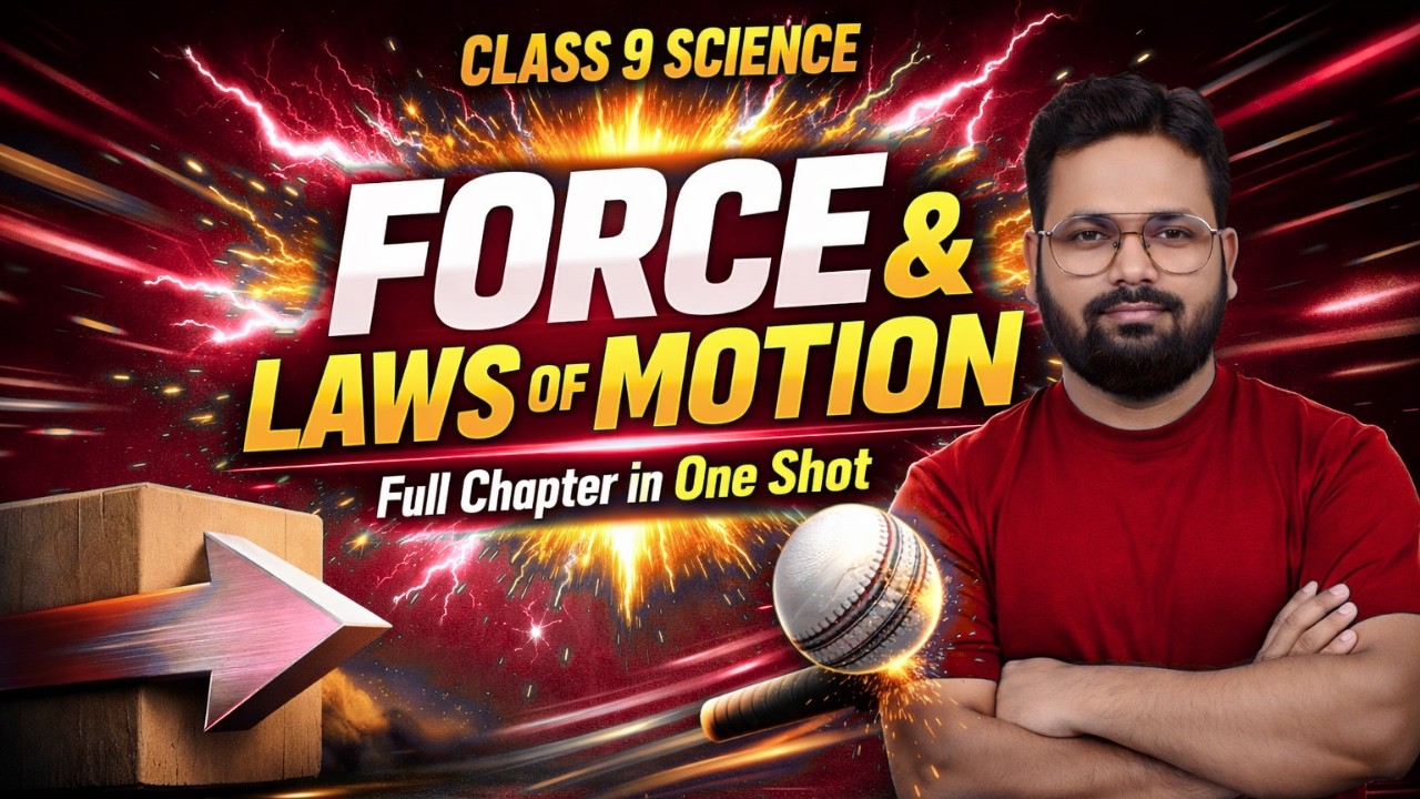 Force and Laws of Motion Class 9 Full Chapter + Motion Numericals in 90 Mins!