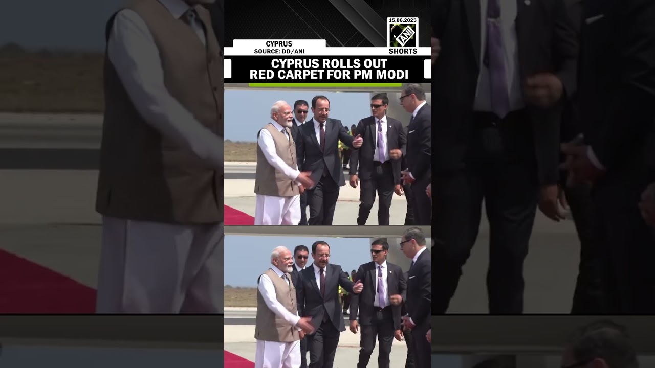 PM Modi lands in Larnaca International Airport, received by Cyprus President, Nikos Christodoulides