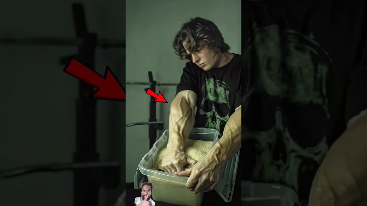 ForearmWorkout with rice bucket 💪🏻💀 #forearms #workout #shortvideo