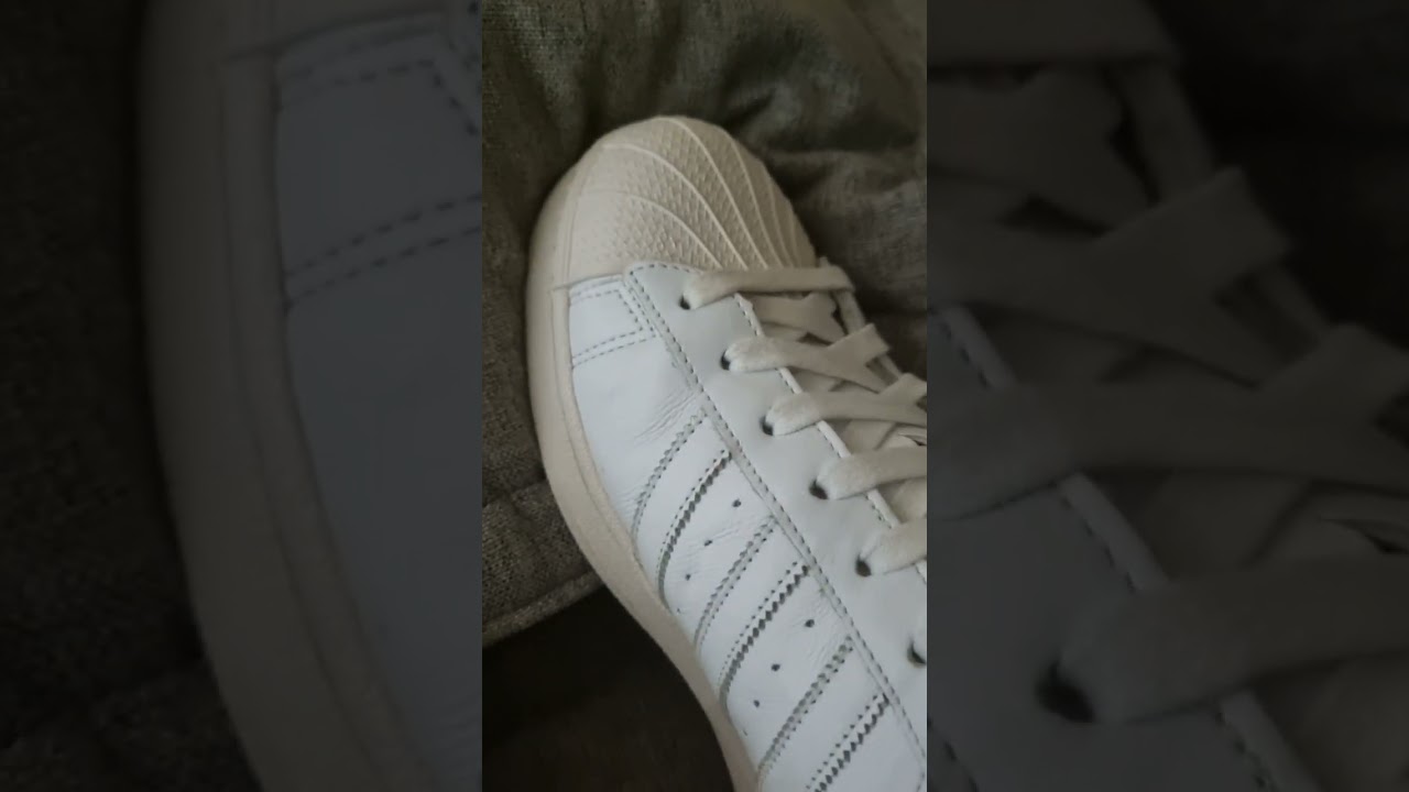 Enjoying my adidas superstar without socks on the couch. #sneakers #adidas #nosocks #adidassuperstar
