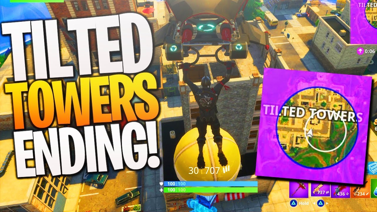 TILTED TOWERS ENDING! 1v1 in the Tilted Towers Sky Scraper! - PS4 Fortnite Battle Royale NEW MAP!