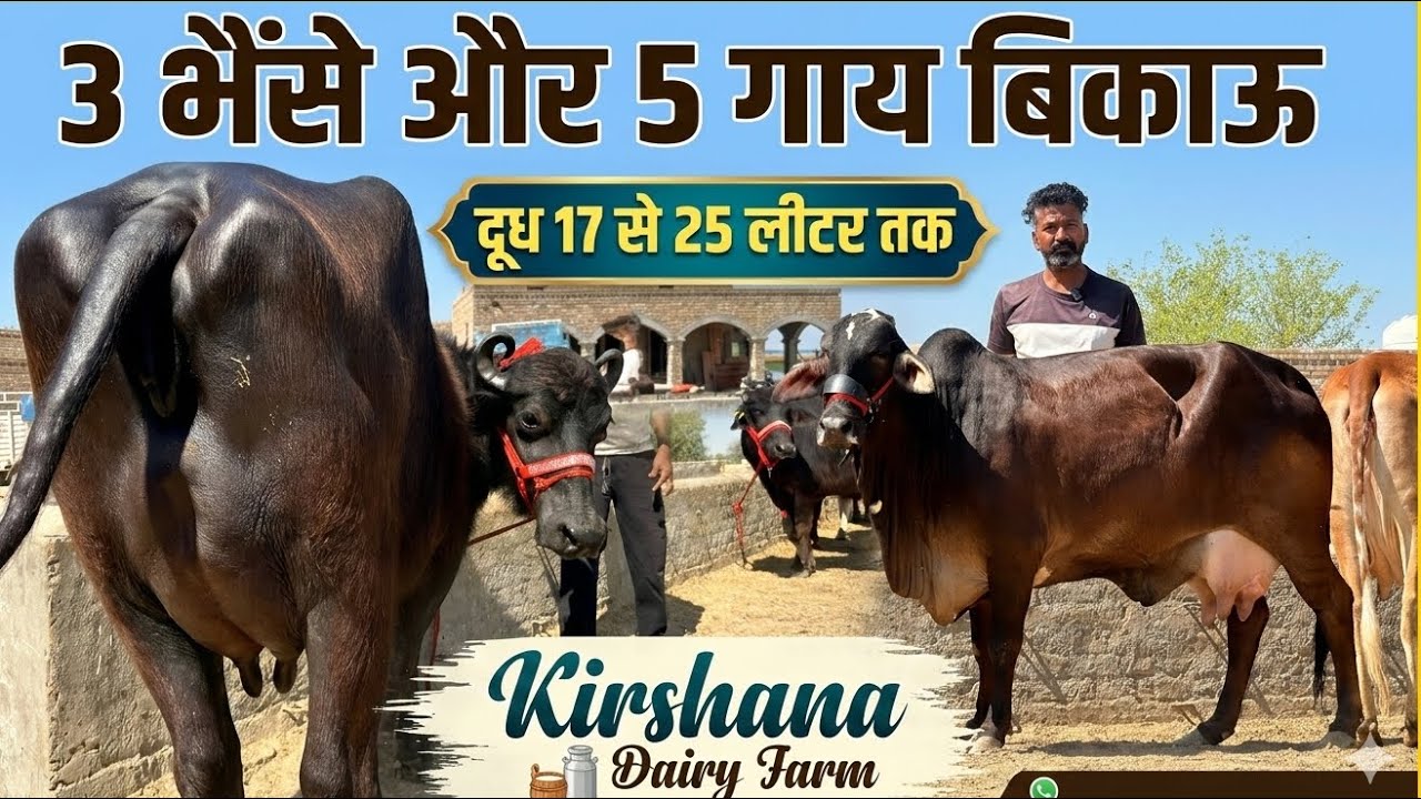 आज खरिदो 3 भैंसे और 5 गाय बिकाऊ । क़ीमत 50,000₹ से शुरू । Kirshana Dairy Farm Ganganagar 