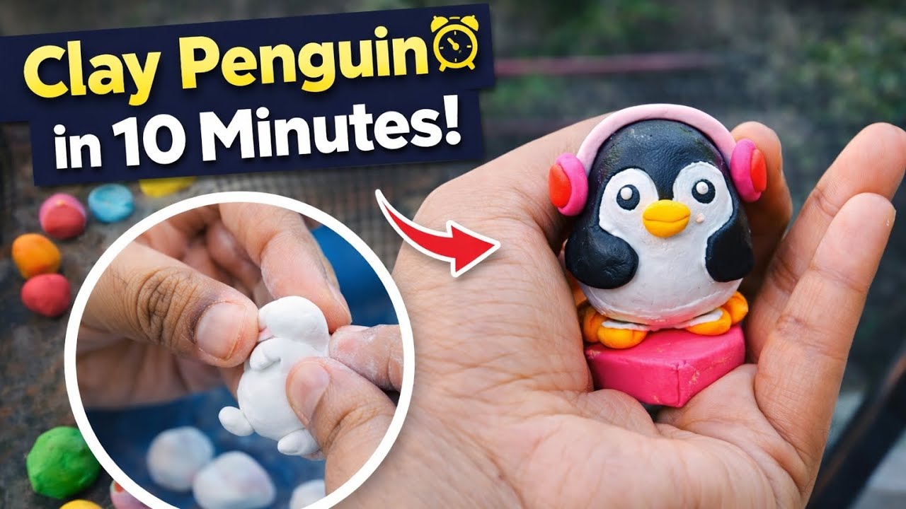 Cute Clay Penguin Doll 🐧 | Step-by-Step Easy Clay Tutorial for Beginners ll #diy #clayart #claydoll 