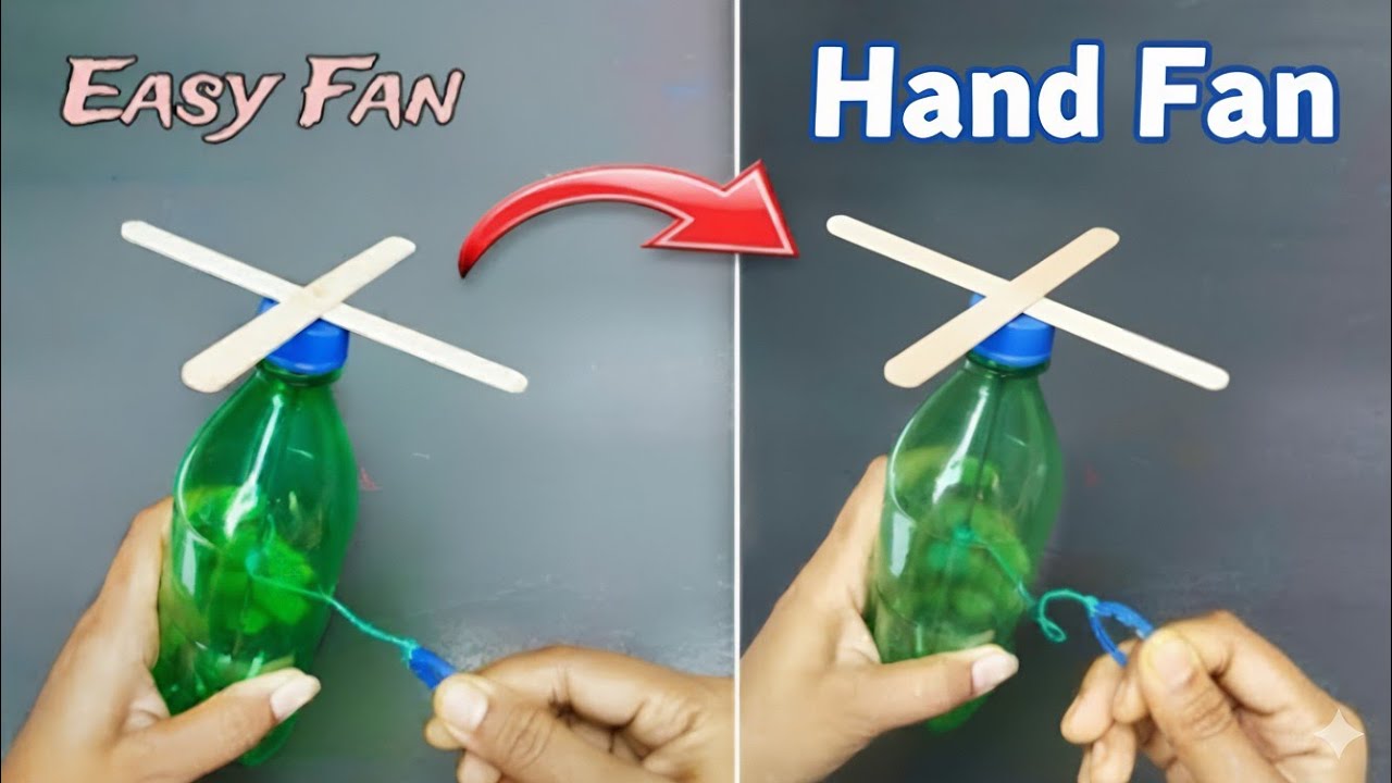 How To Make Plastic Bottle Hand Fan|Rotating Hand Fan Bottle 