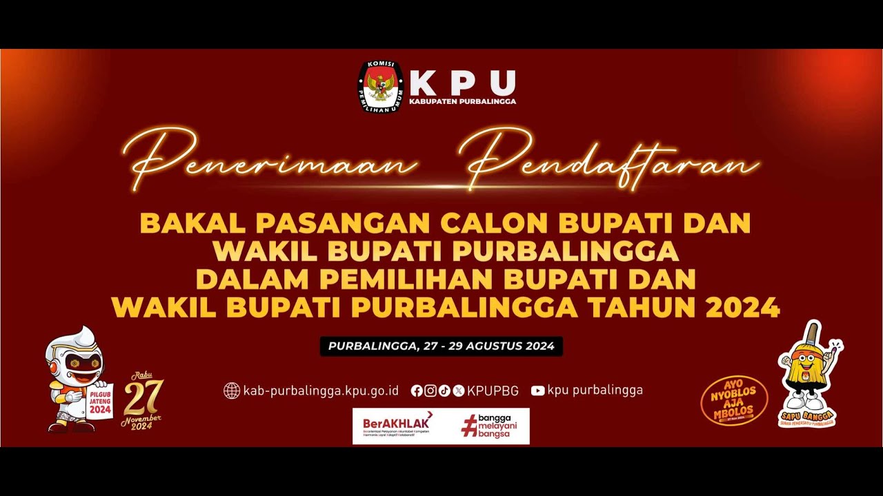 Penerimaan Pendaftaran Bakal Pasangan Calon Bupati dan Wakil Bupati Purbalingga (Hari Ke-3)