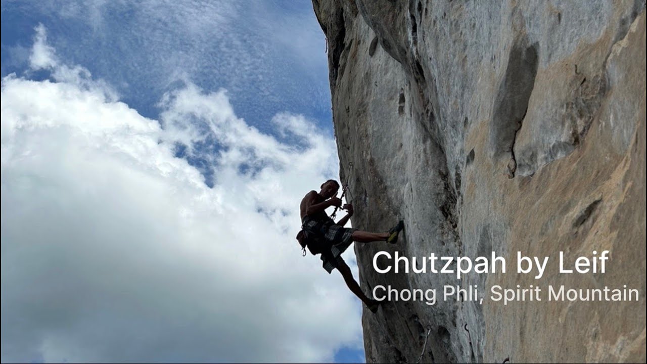 Climbing route Chutzpah by Leif, Krabi, Spirit Mountain.