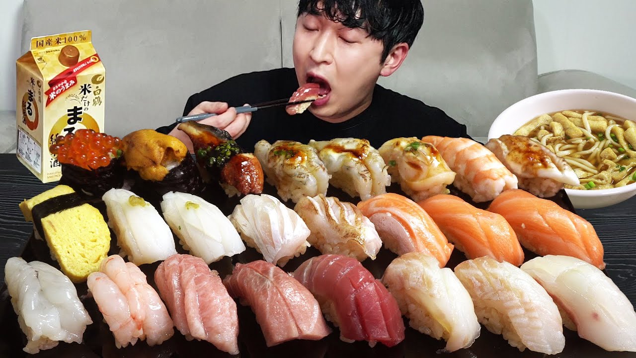 Различные виды суши🍣 MUKBANG REALSOUND ASMR EATINGSHOW