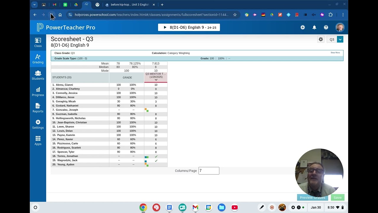 Exporting grades from Google Classroom to Powerschool
