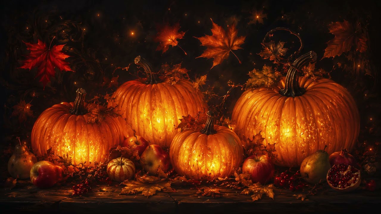 Glowing Autumn Pumpkins 4K TV Frame Art | Cozy Fall Harvest Ambience for Smart TV