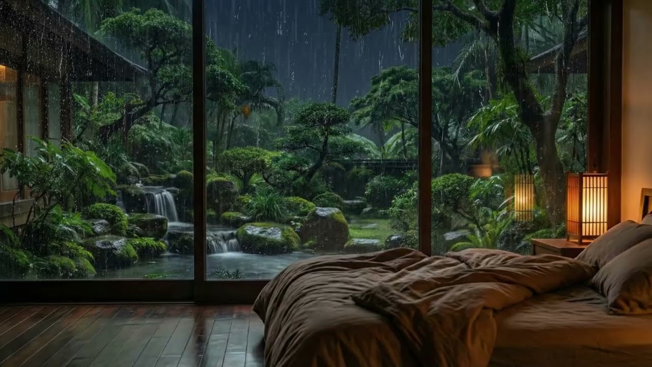 Sounds Rain and Thunder on Window ⛈ Sounds Heavy Rain for Deep Sleep, Sleep Quickly, Reduce Stress