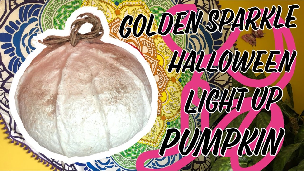 Halloween glowing pumpkin diy decor autumnal wedding centrepiece tutorial by She Lyons