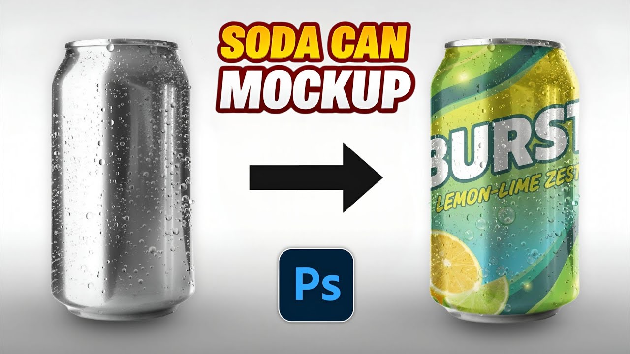 Создайте реалистичный макет банки газировки в Photoshop (Урок 2026)