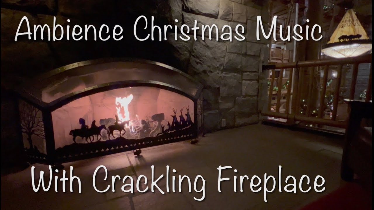 Christmas Music With Crackling Fireplace Ambience At Disney's Wilderness Lodge 4K