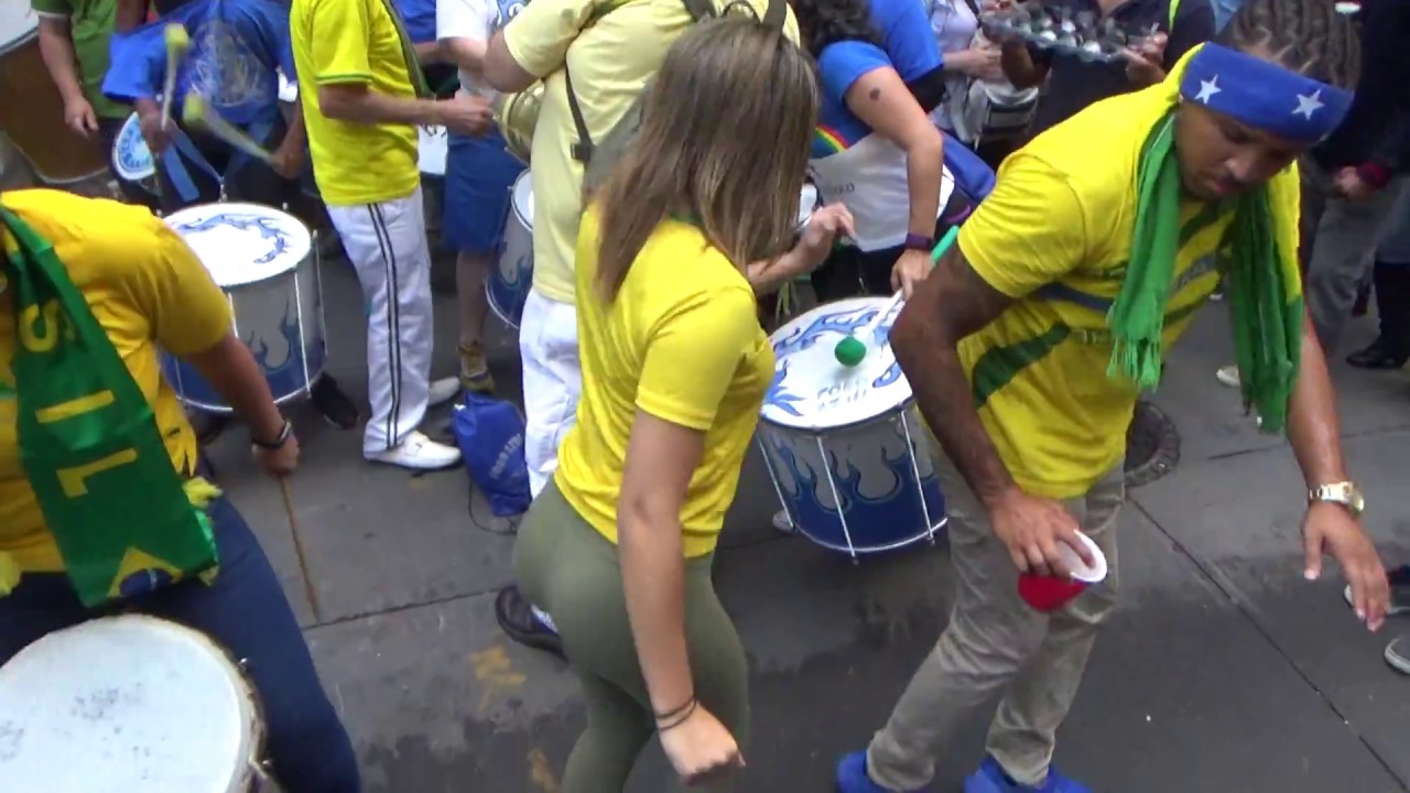 BRAZILIAN GIRL DANCES CARNIVAL SAMBA STREET DANCE WITH A BRAZILIAN CARNIVAL SAMBA ORCHESTRA NEW YORK