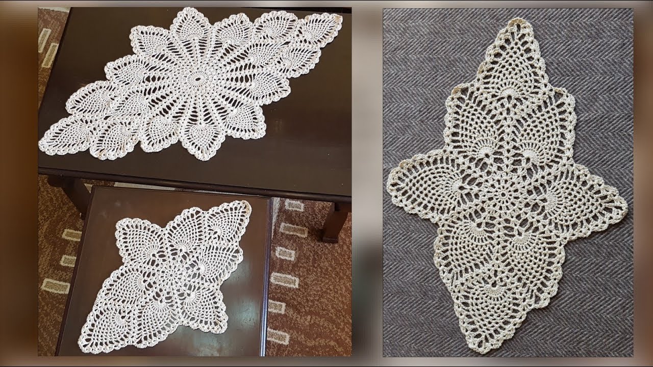 المفرش الصغير لمفرش الأناناس   كروشية سهل جدا  للمبتدئين الجزء2 crochet doliy pineapple very easy