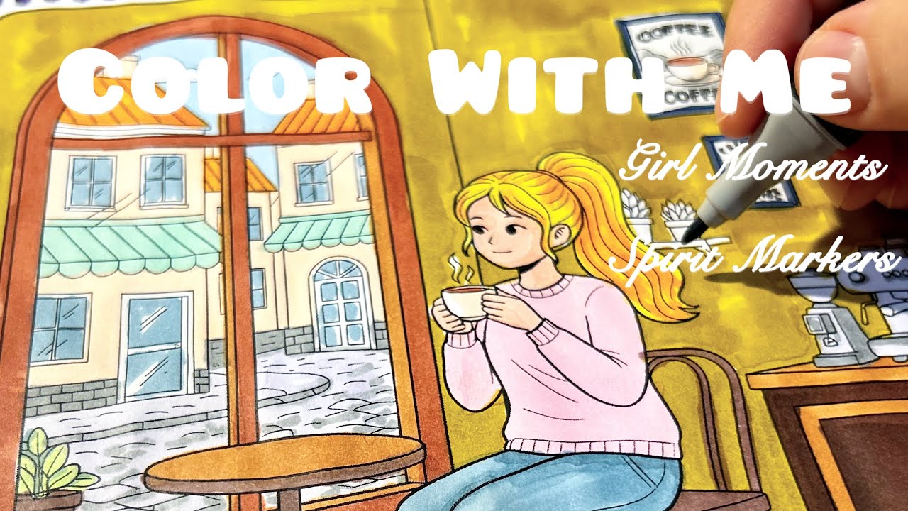 Mira Colors⭐️Relax and Color with me ☕️Girl Moments Coloring Book | #asmr #adultcoloring 