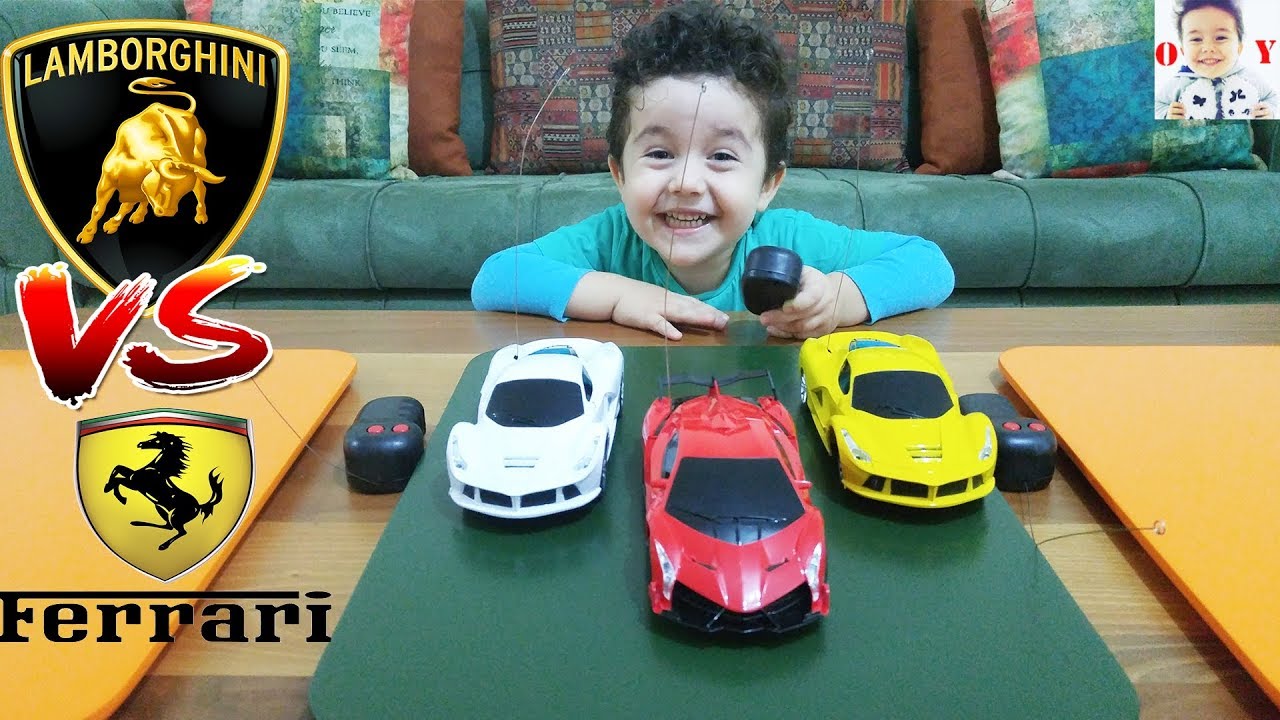 FERRARİ LAMBORGHİNİ UZAKTAN KUMANDALI ARABALARLA YARIŞTIK|Learn Colours with Cars.