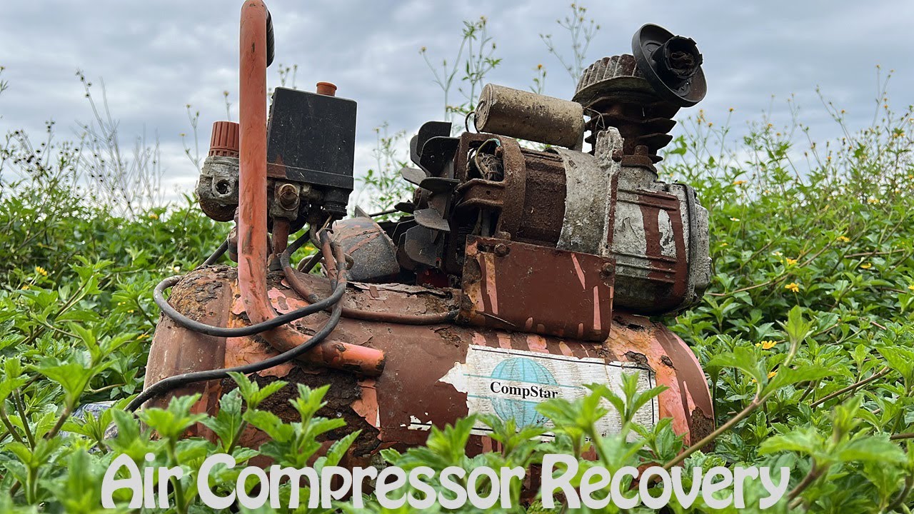 Restore Forgotten Air Compressor In Wild Grass // Copper Wrap For Burnt Air Compressor Motor