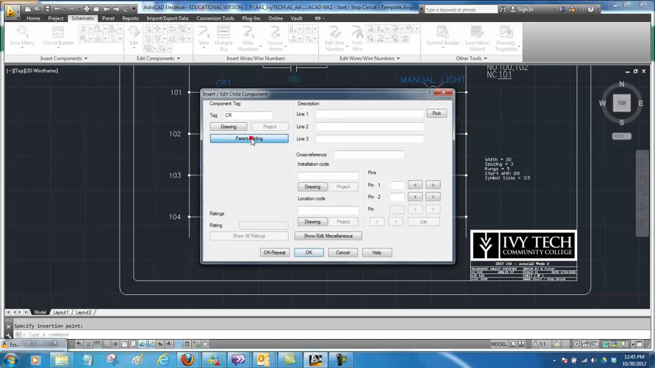 Ivy Tech Northeast - Schematics - AutoCAD - Electrical - Start - Stop.mp4