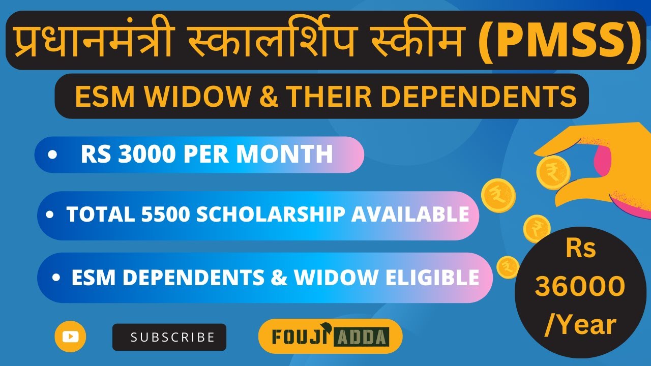 Pradhan Mantri Scholarship Scheme (PMSS) 2023 for defence person