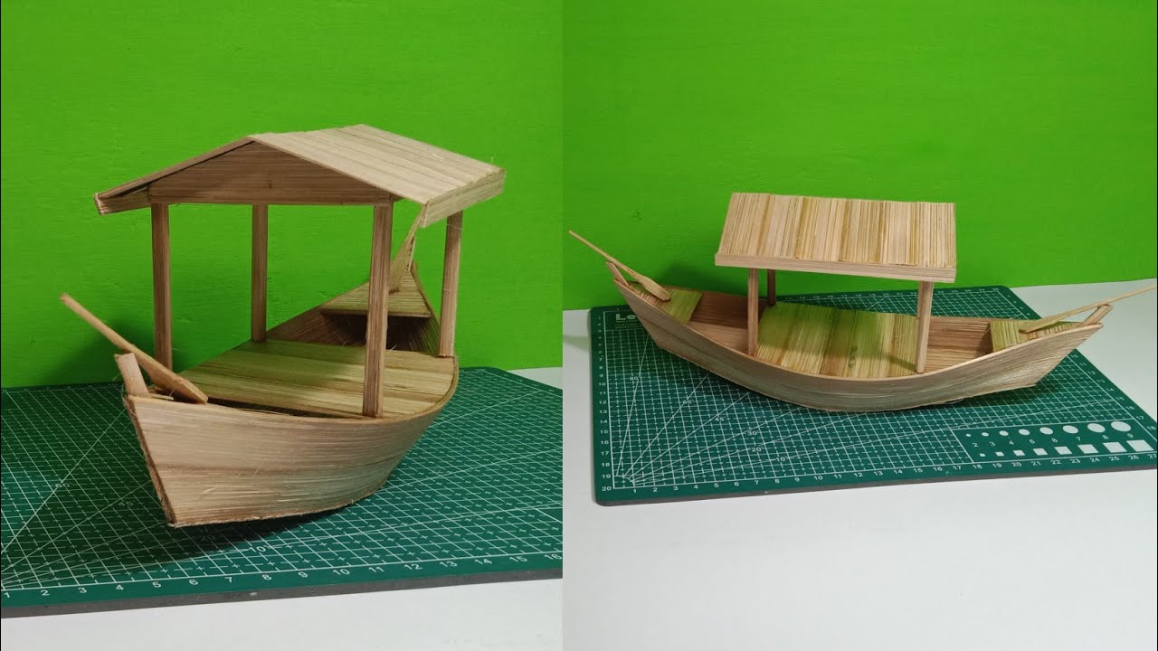 DIY/How to make a mini boat/bamboo boat making/bamboo craft/amazing bamboo craft mini ideas/