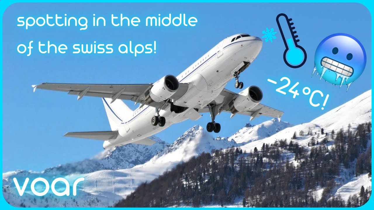 EXTREME COLD! Spotting at Samedan Airport with temperatures reaching -24°C - breathtaking scenery!