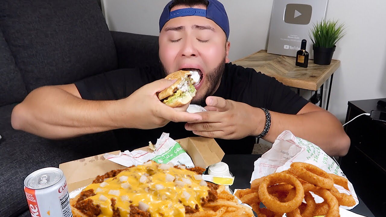 Mukbang: Double Cheeseburger, Onion Rings & Chili Cheese Fries