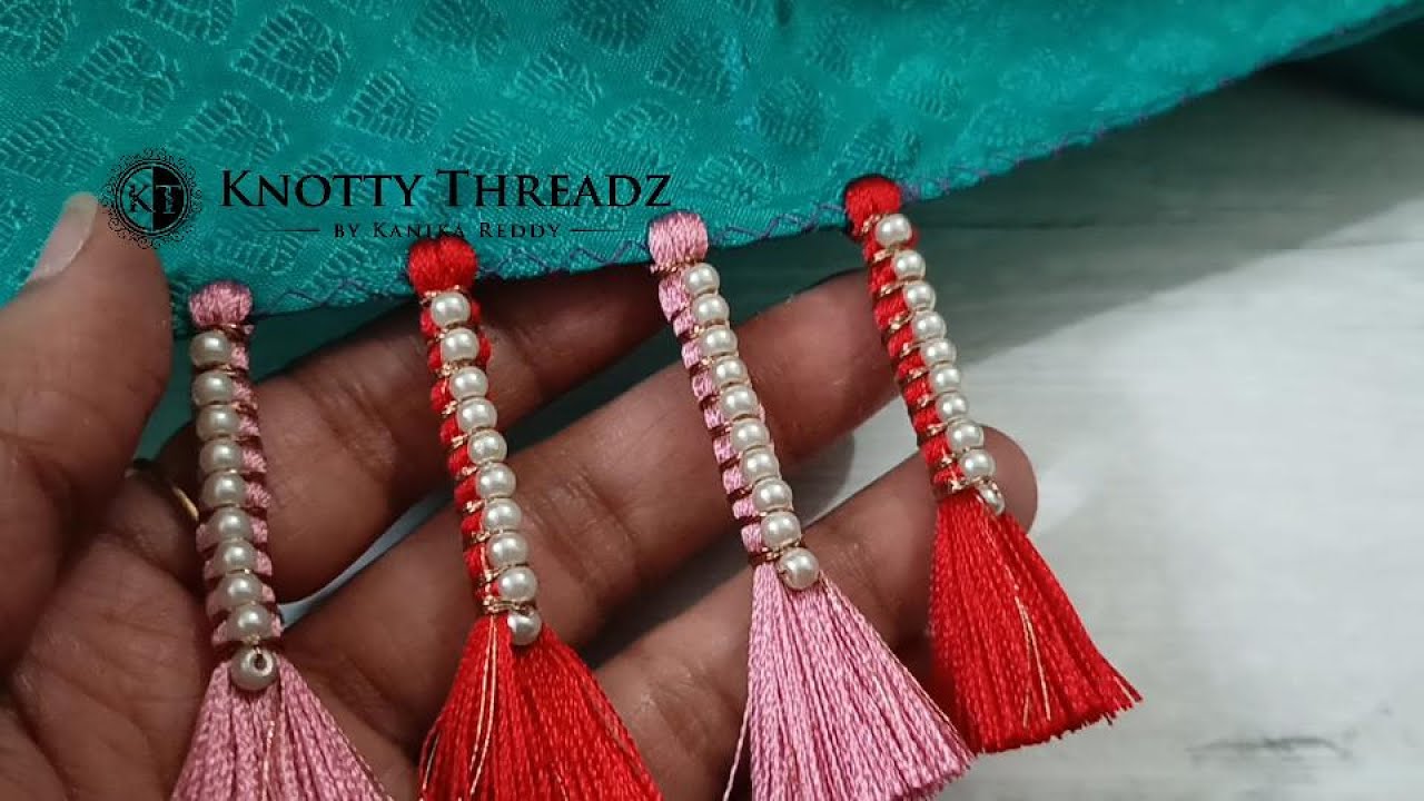Unique Saree Kuchu Design Using Normal Needle and Pearls - FIRST TIME EVER on YOUTUBE #sareekuchu