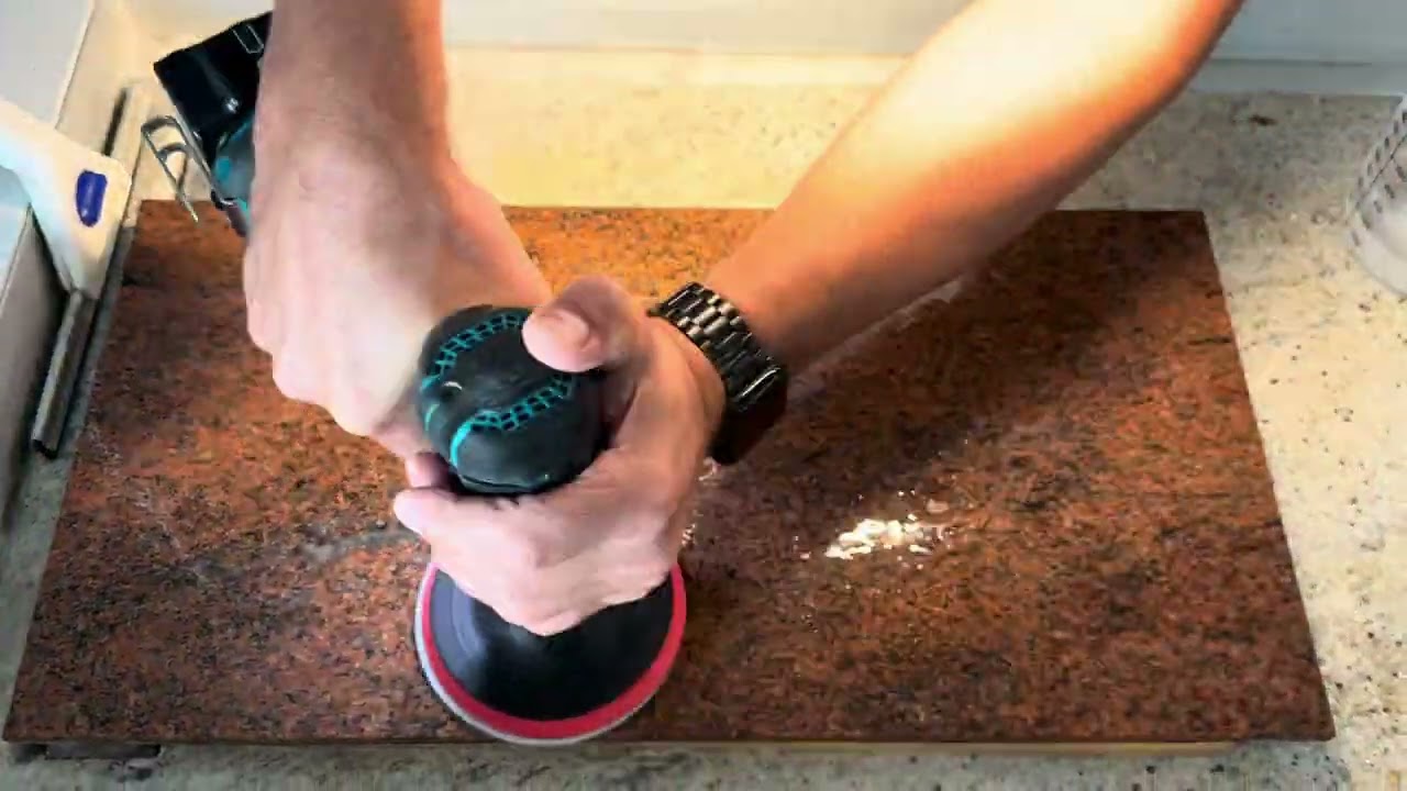 Arbeitsplatten + Treppenstufen aus Granit schleifen + polieren, mit Profi - Werkzeugen. Set Pro S1