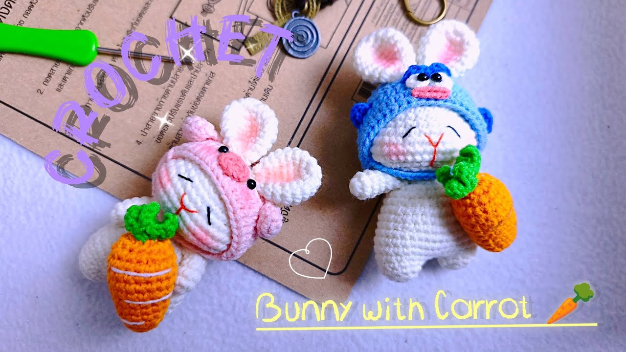 Crochet Bunny With Carrot Keychain Tutorial / crochet amigurumi Rabbit