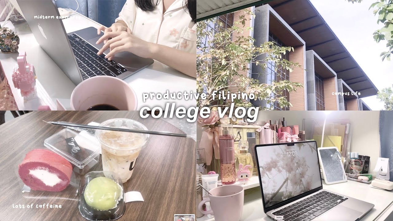 productive FILIPINO COLLEGE vlog 📓 midterm exams, late night studying, lots of caffeine, campus life