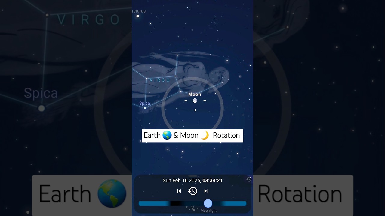 Tracking 🌎 Earth & Moon 🌙 Rotation Parallel  With Stars in Stellarium App