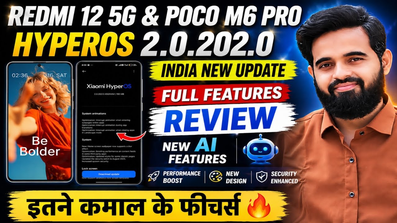 Redmi 12 5G & POCO M6 Pro HyperOS 2.0.202.0 India Public Stable Update Release, Full Features Review