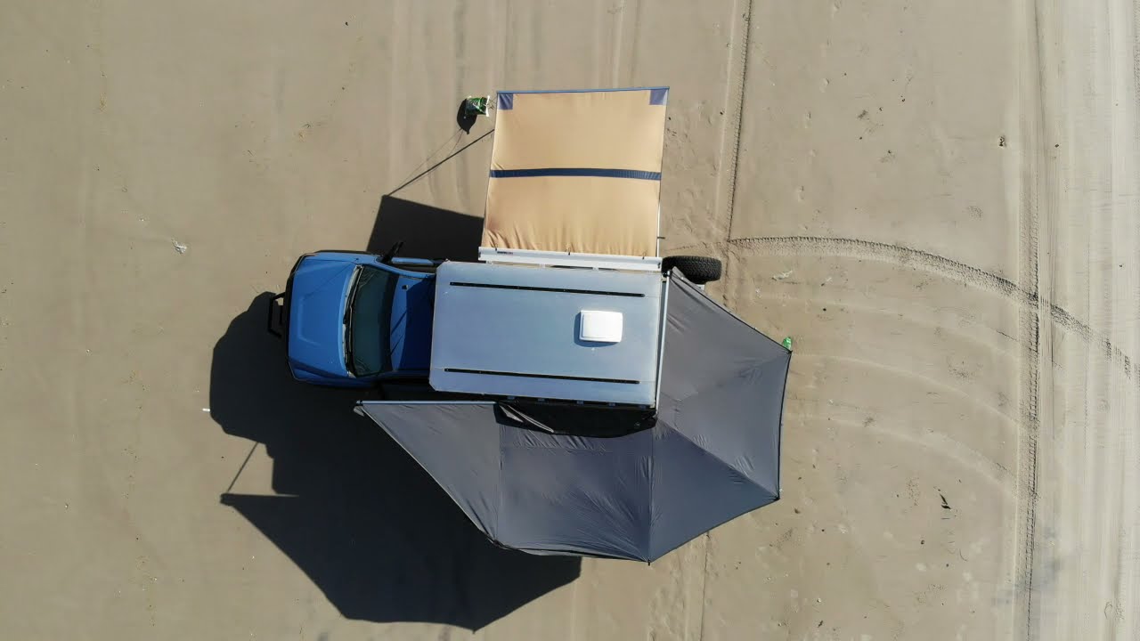 OVRLND Camper on Toyota Tundra with OVS 270 & ARB awnings