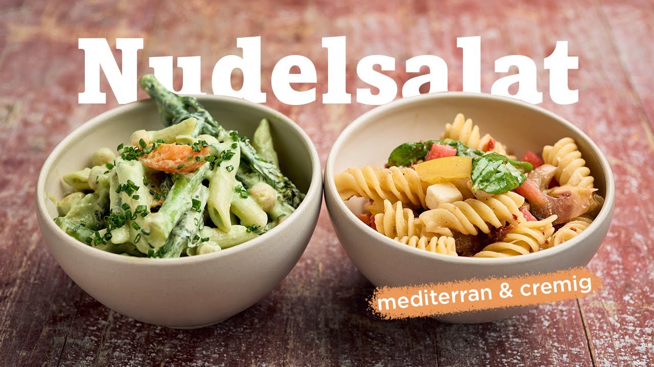 Ein herrlicher Nudelsalat für den Sommer - cremig, fein abgeschmeckt und vegan - zwei Varianten