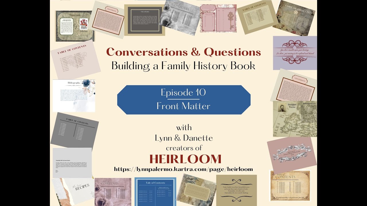 Front Matter in a Family History Book