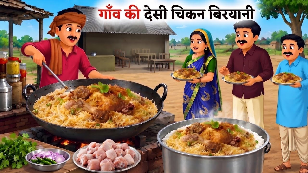 गाँव की देसी चिकन बिरयानी | Desi Chicken Biryani Wala | hindi stories | Cartoon stories | कार्टून |
